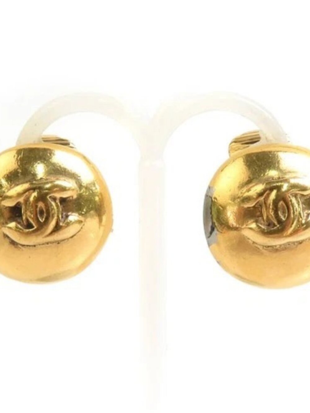 Auth CHANEL CC Logo Earrings Gold Metal - e60645i